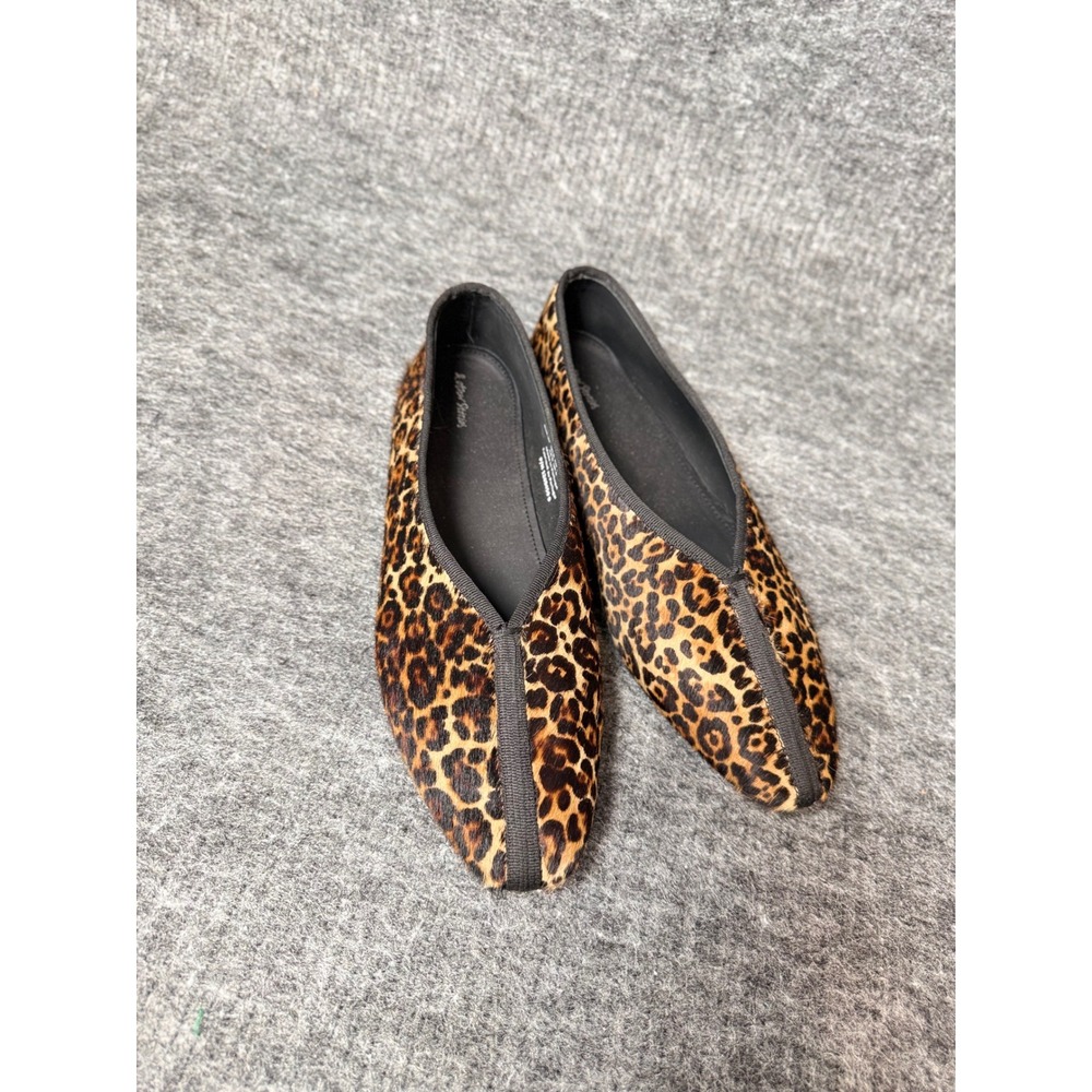 & Other Stories Leopard Calf Hair Pointed Toe Ballet Flats Brown Black Size 8